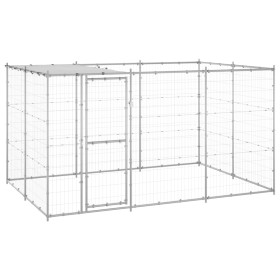 Outdoor steel dog kennel with a roof, 7.26 m² by vidaXL, Dog kennels and fences - Ref: Foro24-3082303, Price: 326,72 €, Disco...