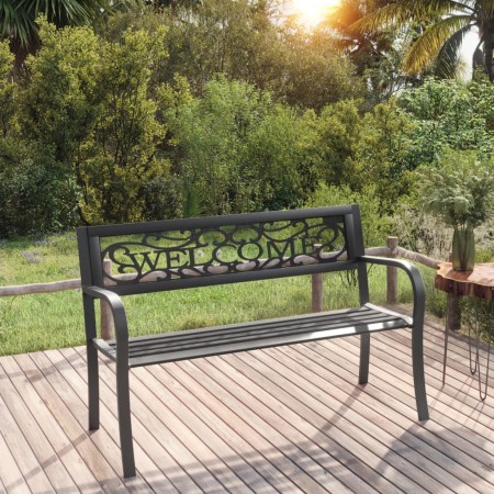 Banco de jardín 125 cm acero negro de vidaXL, Bancos de jardín - Ref: Foro24-317133, Precio: 105,14 €, Descuento: %