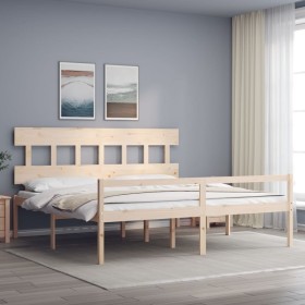 Bed for seniors with solid wood headboard 200x200cm by vidaXL, Beds and slatted bases - Ref: Foro24-3195436, Price: 164,11 €,...