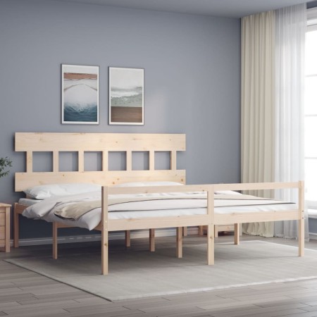 Cama para personas mayores con cabecero madera maciza 200x200cm de vidaXL, Camas y somieres - Ref: Foro24-3195436, Precio: 16...