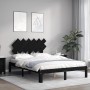 Double bed frame with black solid wood headboard by vidaXL, Beds and slatted bases - Ref: Foro24-3193700, Price: 146,99 €, Di...