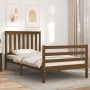 Honey brown solid wood bed frame and headboard 100x200 cm by vidaXL, Beds and slatted bases - Ref: Foro24-3194239, Price: 123...