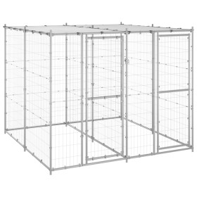 Outdoor steel dog kennel with a roof, 4.84 m² by vidaXL, Dog kennels and fences - Ref: Foro24-3082271, Price: 354,01 €, Disco...