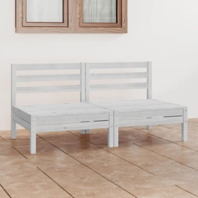 2 seater garden sofa white solid pine wood by vidaXL, Outdoor sofas - Ref: Foro24-3082373, Price: 104,37 €, Discount: %