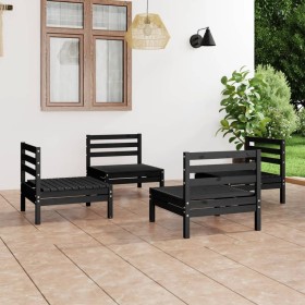 Gartenmöbel-Set 4-teilig aus massivem schwarzem Kiefernholz von vidaXL, Gartensets - Ref: Foro24-3082406, Preis: 206,01 €, Ra...