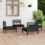 Garden furniture set 4 pieces solid black pine wood by vidaXL, Garden sets - Ref: Foro24-3082406, Price: 205,93 €, Discount: %