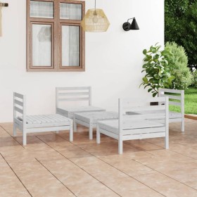 Gartenmöbel-Set 5-teilig aus massivem weißem Kiefernholz von vidaXL, Gartensets - Ref: Foro24-3082408, Preis: 204,99 €, Rabat...