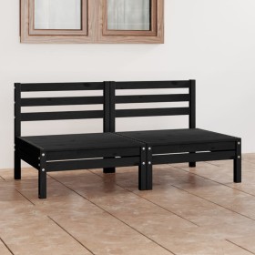 Garden sofa, 2-seater, solid black pine wood by vidaXL, Outdoor sofas - Ref: Foro24-3082376, Price: 105,22 €, Discount: %