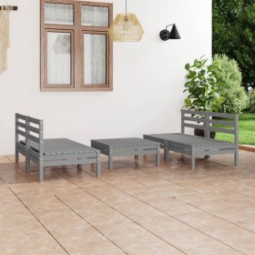 Gartenmöbel-Set 5-teilig aus massivem grauem Kiefernholz von vidaXL, Gartensets - Ref: Foro24-3082384, Preis: 203,53 €, Rabat...