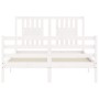 White solid wood bed frame with headboard 120x200 cm by vidaXL, Beds and slatted bases - Ref: Foro24-3194567, Price: 127,06 €...