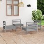 Gartenmöbel-Set 4-teilig aus massivem grauem Kiefernholz von vidaXL, Gartensets - Ref: Foro24-3082404, Preis: 203,58 €, Rabat...