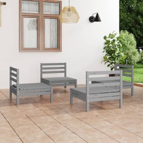 Gartenmöbel-Set 4-teilig aus massivem grauem Kiefernholz von vidaXL, Gartensets - Ref: Foro24-3082404, Preis: 203,99 €, Rabat...