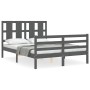 Estructura de cama con cabecero madera maciza gris 140x190 cm de vidaXL, Camas y somieres - Ref: Foro24-3194098, Precio: 165,...