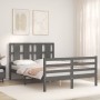 Gray solid wood bed frame with headboard 140x190 cm by vidaXL, Beds and slatted bases - Ref: Foro24-3194098, Price: 165,43 €,...