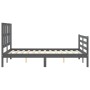 Gray solid wood bed frame with headboard 140x190 cm by vidaXL, Beds and slatted bases - Ref: Foro24-3194098, Price: 165,43 €,...