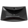 Rectangular ceramic sink with black faucet and drain hole. by vidaXL, Sinks - Ref: Foro24-140689, Price: 88,11 €, Discount: %