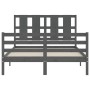 Gray solid wood bed frame with headboard 140x190 cm by vidaXL, Beds and slatted bases - Ref: Foro24-3194098, Price: 165,43 €,...