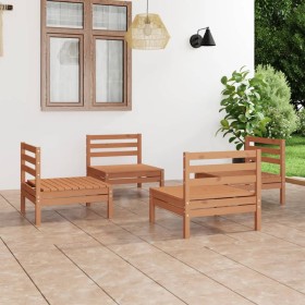 Juego de muebles de jardín 4 pzs madera maciza pino marrón miel de vidaXL, Conjuntos de jardín - Ref: Foro24-3082405, Precio:...