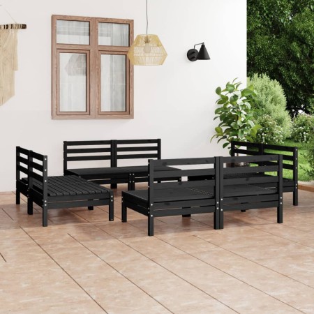 Juego de muebles de jardín 8 pzas madera maciza de pino negro de vidaXL, Conjuntos de jardín - Ref: Foro24-3082416, Precio: 3...