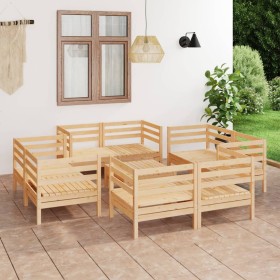 Gartenmöbel-Set 9-teilig aus massivem Kiefernholz von vidaXL, Gartensets - Ref: Foro24-3082432, Preis: 418,99 €, Rabatt: %