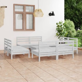 Gartenmöbel-Set 9-teilig aus massivem weißem Kiefernholz von vidaXL, Gartensets - Ref: Foro24-3082418, Preis: 405,16 €, Rabat...