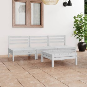 Gartenmöbel-Set 4-teilig aus massivem weißem Kiefernholz von vidaXL, Gartensets - Ref: Foro24-3082448, Preis: 161,99 €, Rabat...