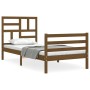 Honey brown solid wood bed frame with headboard by vidaXL, Beds and slatted bases - Ref: Foro24-3194889, Price: 113,78 €, Dis...