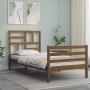 Honey brown solid wood bed frame with headboard by vidaXL, Beds and slatted bases - Ref: Foro24-3194889, Price: 113,78 €, Dis...