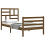 Honey brown solid wood bed frame with headboard by vidaXL, Beds and slatted bases - Ref: Foro24-3194889, Price: 113,78 €, Dis...