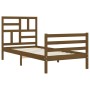 Honey brown solid wood bed frame with headboard by vidaXL, Beds and slatted bases - Ref: Foro24-3194889, Price: 113,78 €, Dis...