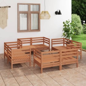 Juego muebles de jardín 8 pzas madera maciza pino marrón miel de vidaXL, Conjuntos de jardín - Ref: Foro24-3082430, Precio: 4...