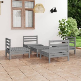 Garden furniture set 5 pieces solid gray pine wood by vidaXL, Garden sets - Ref: Foro24-3082409, Price: 203,53 €, Discount: %