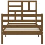 Honey brown solid wood bed frame with headboard by vidaXL, Beds and slatted bases - Ref: Foro24-3194889, Price: 113,78 €, Dis...