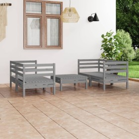 Gartenmöbel-Set 5-teilig aus massivem grauem Kiefernholz von vidaXL, Gartensets - Ref: Foro24-3082399, Preis: 280,83 €, Rabat...