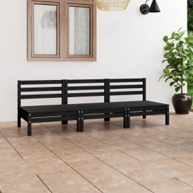 Garden furniture set 3 pieces solid black pine wood by vidaXL, Garden sets - Ref: Foro24-3082446, Price: 157,99 €, Discount: %