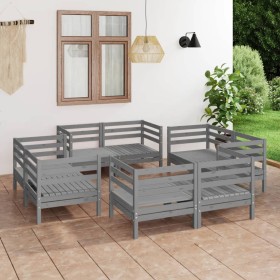 Gartenmöbel-Set 8-teilig aus massivem grauem Kiefernholz von vidaXL, Gartensets - Ref: Foro24-3082429, Preis: 466,99 €, Rabat...