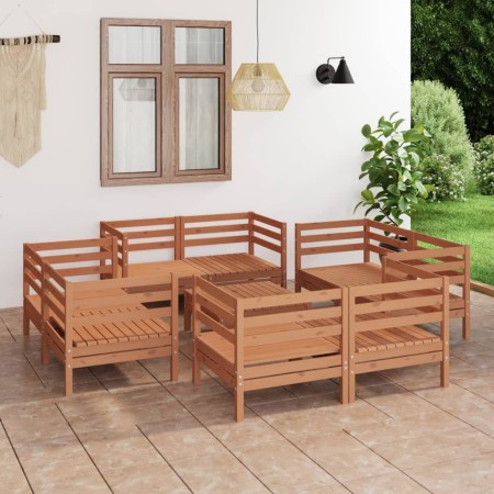 Gartenmöbel-Set 9-teilig aus massivem honigbraunem Kiefernholz von vidaXL, Gartensets - Ref: Foro24-3082435, Preis: 502,88 €,...