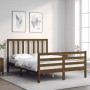 Honey brown solid wood bed frame and headboard 140x200 cm by vidaXL, Beds and slatted bases - Ref: Foro24-3193794, Price: 149...