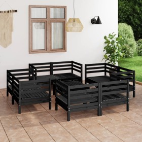 Garden furniture set 9 pieces solid black pine wood by vidaXL, Garden sets - Ref: Foro24-3082436, Price: 501,94 €, Discount: %