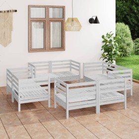 Gartenmöbel-Set 8-teilig aus massivem weißem Kiefernholz von vidaXL, Gartensets - Ref: Foro24-3082428, Preis: 466,99 €, Rabat...