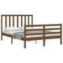 Estructura cama y cabecero madera maciza marrón miel 140x200 cm de vidaXL, Camas y somieres - Ref: Foro24-3193794, Precio: 14...