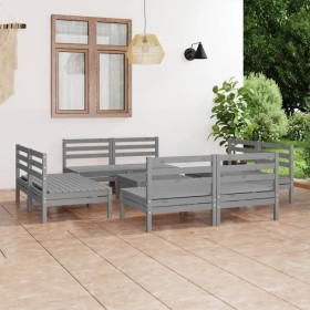 Gartenmöbel-Set 9-teilig aus massivem grauem Kiefernholz von vidaXL, Gartensets - Ref: Foro24-3082419, Preis: 406,58 €, Rabat...