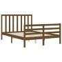 Honey brown solid wood bed frame and headboard 140x200 cm by vidaXL, Beds and slatted bases - Ref: Foro24-3193794, Price: 149...