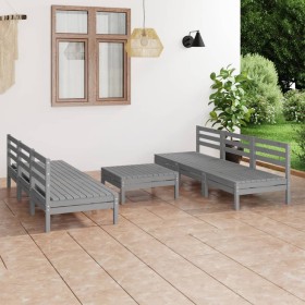 Garden furniture set 7 pieces solid gray pine wood by vidaXL, Garden sets - Ref: Foro24-3082459, Price: 294,99 €, Discount: %