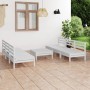 Gartenmöbel-Set 7-teilig aus massivem weißem Kiefernholz von vidaXL, Gartensets - Ref: Foro24-3082458, Preis: 296,67 €, Rabat...