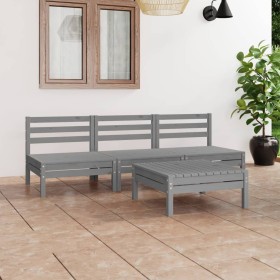 Gartenmöbel-Set 4-teilig aus massivem grauem Kiefernholz von vidaXL, Gartensets - Ref: Foro24-3082449, Preis: 157,99 €, Rabat...