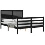 Bed frame with black solid wood headboard 140x200 cm by vidaXL, Beds and slatted bases - Ref: Foro24-3195030, Price: 184,99 €...