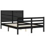 Bed frame with black solid wood headboard 140x200 cm by vidaXL, Beds and slatted bases - Ref: Foro24-3195030, Price: 184,99 €...