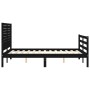 Bed frame with black solid wood headboard 140x200 cm by vidaXL, Beds and slatted bases - Ref: Foro24-3195030, Price: 184,99 €...