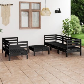 Gartenmöbel-Set 6-teilig, schwarzes massives Kiefernholz von vidaXL, Gartensets - Ref: Foro24-3082476, Preis: 314,54 €, Rabat...